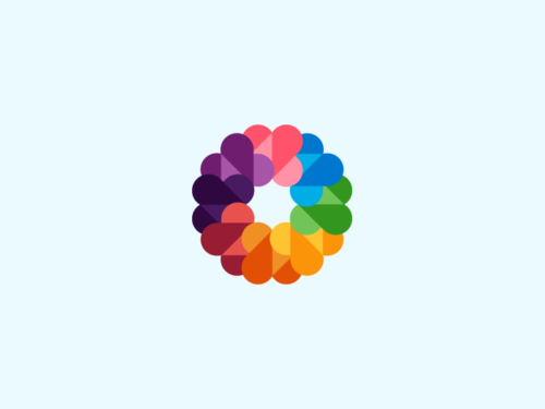 A colorful circle of different colors on a white background