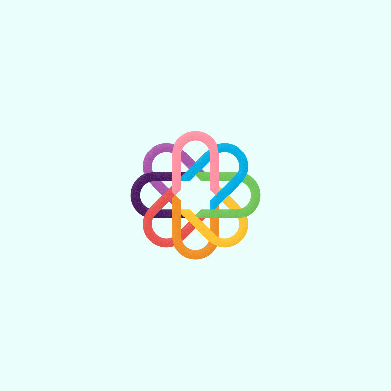 A colorful logo of a circle with intertwining circles.