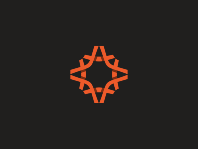 A red and black logo with an orange star in the middle.